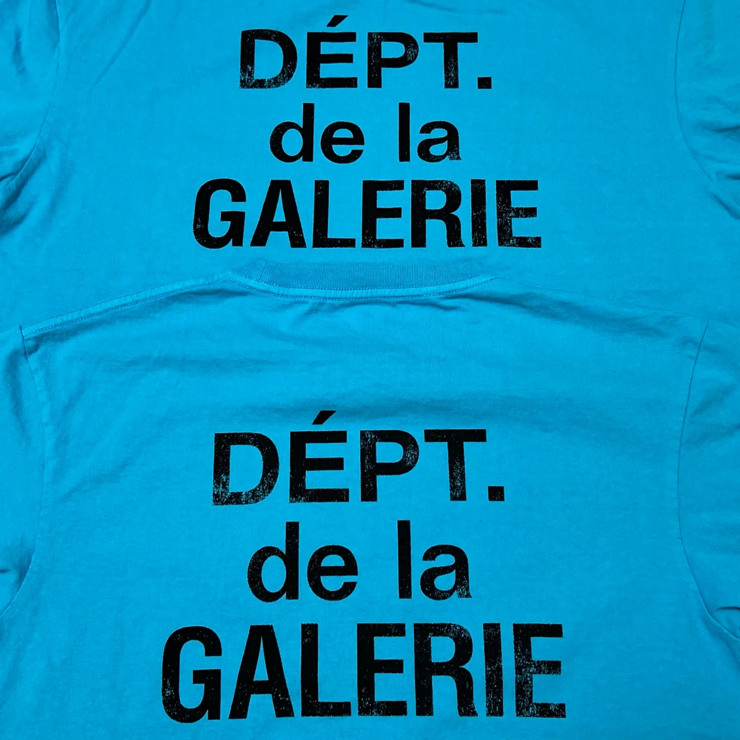 Pattern comparison GALLERY DEPT. FRENCH TEE/LIGHT TEAL Lake Blue French Lake Blue S-XL Summer dopamine color American retro Original consistent OE yarn bobbin fabric Garment dyeing Printing heavy wash water distressing simulated natural distressing effect Correct accessories Top purchasing level